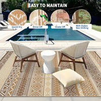 Garvee Durable Weather-Resistant Outdoor Patio Rug – Easy-Clean Non-Slip Carpet for Garden, Lawn, Backyard Décor, 9x12ft, Multicolor(Earth-Tone)