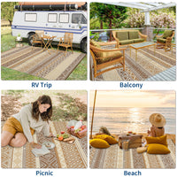 Garvee Durable Weather-Resistant Outdoor Patio Rug – Easy-Clean Non-Slip Carpet for Garden, Lawn, Backyard Décor, 9x12ft, Multicolor(Earth-Tone)