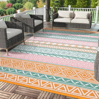 Garvee Durable Outdoor Area Rug 9x12ft - Multi-Color Patio Carpet for Garden, Lawn, Backyard - mark Resistant, Easy Care