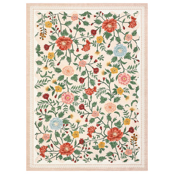 Garvee Washable 9x12 Area Rugs Non Slip Farmhouse Floral Print Accent Carpet Beige Ultra Soft Low Pile Indoor Floor Carpet