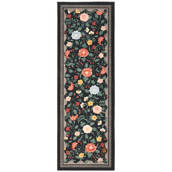 Garvee 2x6 Floral Bathroom Runner Rug Machine Washable Non-Slip Soft Low Pile Lightweight Black Indoor Floor Mat