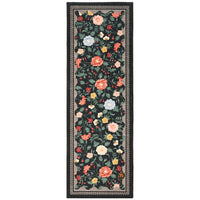 Garvee 2x6 Floral Bathroom Runner Rug Machine Washable Non-Slip Soft Low Pile Lightweight Black Indoor Floor Mat