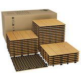 Garvee Acacia Wood interlinked Deck Tiles - 12"x12" , 33PCS Non-Slip Waterproof Patio Flooring for Outdoor & Indoor, Snap Together Installation, Covers 32 Sq Ft - Ideal for Balcony, Garden, Poolside - Yellow Finish - Yellow