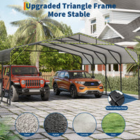 Garvee Heavy Duty 20x20 FT Metal Carport with Reinforced Base and Galvanized Steel Roof - Outdoor Weatherproof Garage Shelter Canopy for SUV, Truck, Boats - Grey
