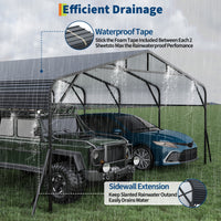 Garvee Heavy Duty 20x20 FT Metal Carport with Reinforced Base and Galvanized Steel Roof - Outdoor Weatherproof Garage Shelter Canopy for SUV, Truck, Boats - Grey