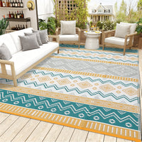 Garvee Outdoor Area Rug Waterproof Plastic Straw Rug, Boho Reversible RV Mat, Stain-Resistant Indoor Outdoor Carpet for Picnic, Deck, Balcony, Beach, Patio