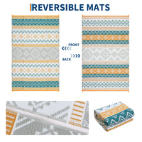 Garvee Outdoor Area Rug Waterproof Plastic Straw Rug, Boho Reversible RV Mat, Stain-Resistant Indoor Outdoor Carpet for Picnic, Deck, Balcony, Beach, Patio