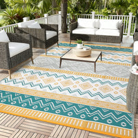 Garvee Outdoor Area Rug Waterproof Plastic Straw Rug, Boho Reversible RV Mat, Stain-Resistant Indoor Outdoor Carpet for Picnic, Deck, Balcony, Beach, Patio