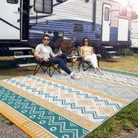 Garvee Outdoor Area Rug Waterproof Plastic Straw Rug, Boho Reversible RV Mat, Stain-Resistant Indoor Outdoor Carpet for Picnic, Deck, Balcony, Beach, Patio