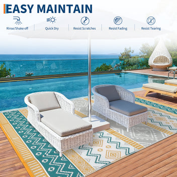 Garvee Outdoor Area Rug Waterproof Plastic Straw Rug, Boho Reversible RV Mat, Stain-Resistant Indoor Outdoor Carpet for Picnic, Deck, Balcony, Beach, Patio