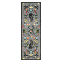 Garvee Washable Cat Floral Runner Rug 2x6, Non Slip Soft Low Pile Indoor Rug, Cute Animal Flower Design, Easy Clean Durable Hallway Kitchen Runner Rug, Gray