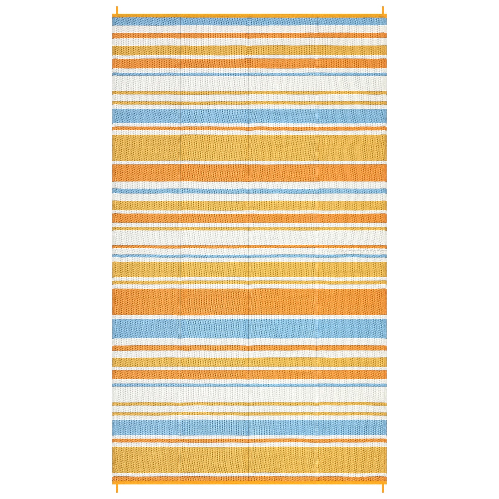 Garvee 8' x 10' Orange Striped Outdoor Rug, Reversible Waterproof Patio Mat with Carry Bag & Stakes for RV, Deck & Beach