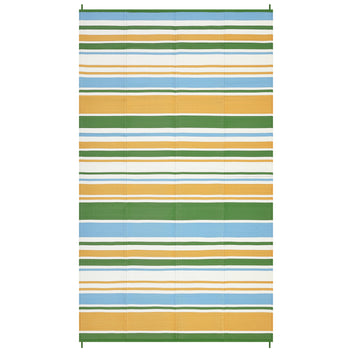 Garvee 8' x 10' Colorful Striped Outdoor Rug, Reversible Waterproof Patio Mat with Carry Bag & Stakes for RV, Deck & Beach