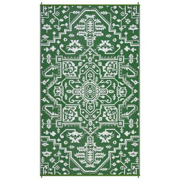 Garvee Outdoor Rug 8x10 Reversible Portable Plastic Straw Camping Rug for Patio Deck Porch Balcony Green White Waterproof Durable
