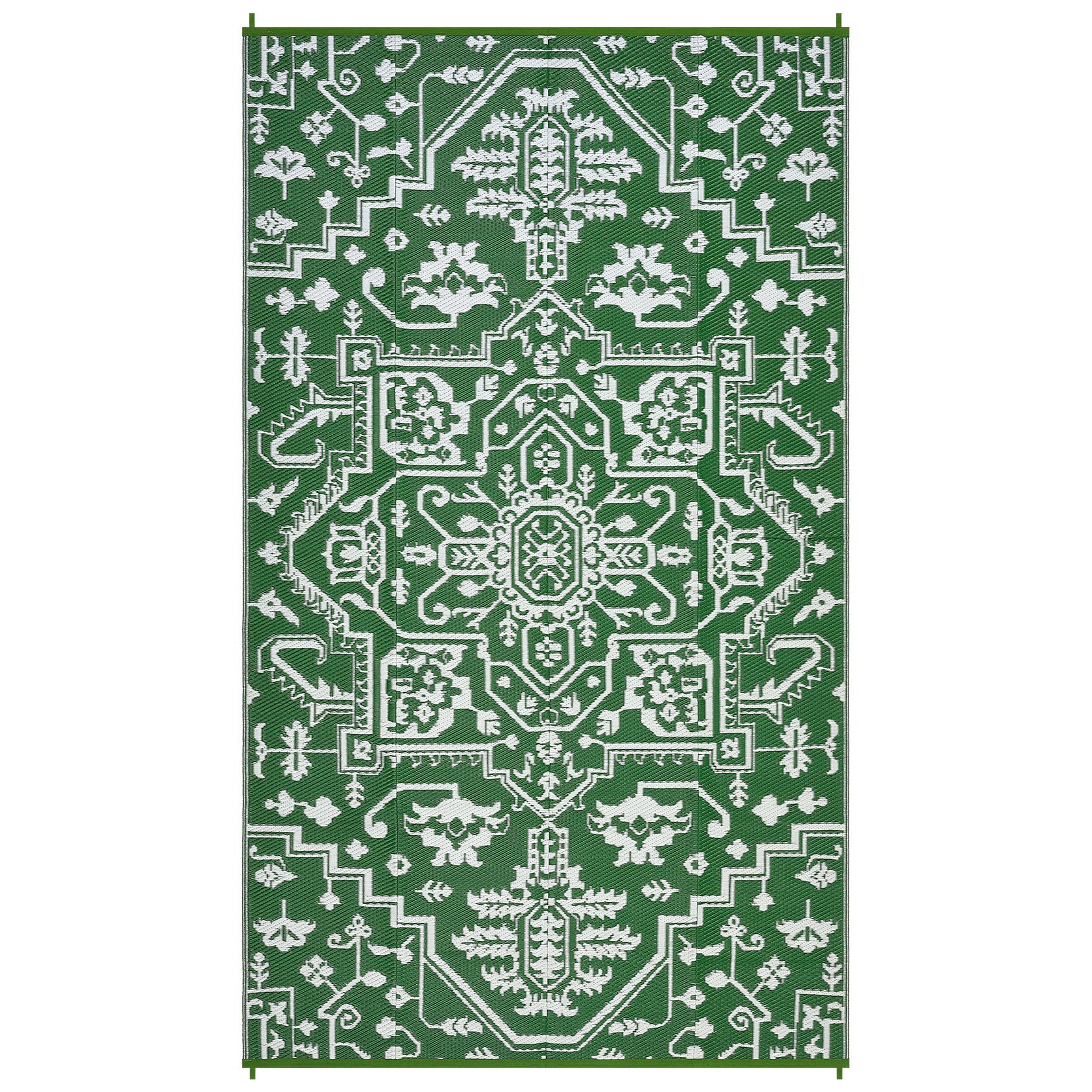 Garvee Outdoor Rug 8x10 Reversible Portable Plastic Straw Camping Rug for Patio Deck Porch Balcony Green White Waterproof Durable