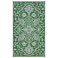Garvee Outdoor Rug 8x10 Reversible Portable Plastic Straw Camping Rug for Patio Deck Porch Balcony Green White Waterproof Durable