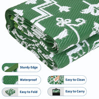 Garvee Outdoor Rug 8x10 Reversible Portable Plastic Straw Camping Rug for Patio Deck Porch Balcony Green White Waterproof Durable