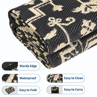 Garvee Outdoor Rug 8x10 Reversible Portable Plastic Straw Camping Rug for Patio Deck Porch Balcony Black Coffee Waterproof Durable