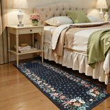 Garvee Black 2x6 Kitchen Runner Rug Washable Floral Area Rug Non-Slip Low-Pile Carpet Bedroom Living Room - Black