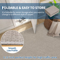 Garvee Washable Runner Rug 2x6 Tan Non Slip Low Pile Foldable Mat for Entryway Kitchen Bathroom