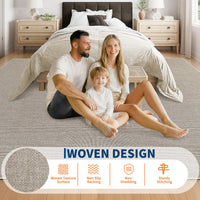 Garvee Large Area Rug 10x13 Washable Non Slip Woven Textured Carpet Ultra-Thin Tan for Living Room Bedroom Office