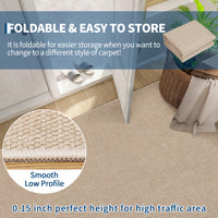 Garvee Woven Textured Area Rug 5x7 Washable Non Slip Low Pile Carpet Taupe for Living Room Bedroom Nursery, Sand Beige