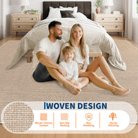 Garvee Large Area Rug 10x13 Sand Beige Modern Solid Washable Non-Slip Ultra-Thin Minimalist Carpet for Living Room Bedroom Office