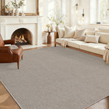 Garvee Large Washable Rug 9x12 Taupe Modern Solid Non-Slip Woven Textured Rug for Living Room Bedroom Office - Taupe