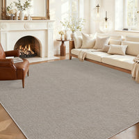 Garvee Large Washable Rug 9x12 Taupe Modern Solid Non-Slip Woven Textured Rug for Living Room Bedroom Office