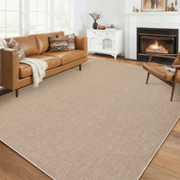 Garvee Large Area Rug 10x13 Sand Beige Modern Solid Washable Non-Slip Ultra-Thin Minimalist Carpet for Living Room Bedroom Office