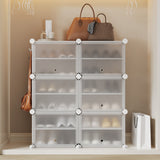 Garvee Modular DIY Plastic Shoe Storage Cabinet with Doors, 6-Cube Portable Organiser for Hallway Bedroom Living Room, White, 85x34x94cm - White