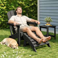 Garvee Folding Adirondack Ottoman - HDPE All-Weather Outdoor Footrest for Patio, Deck, Backyard, Poolside - Weather-Resistant, Durable - Compatible with Adirondack Chair - Black, 1 Piece
