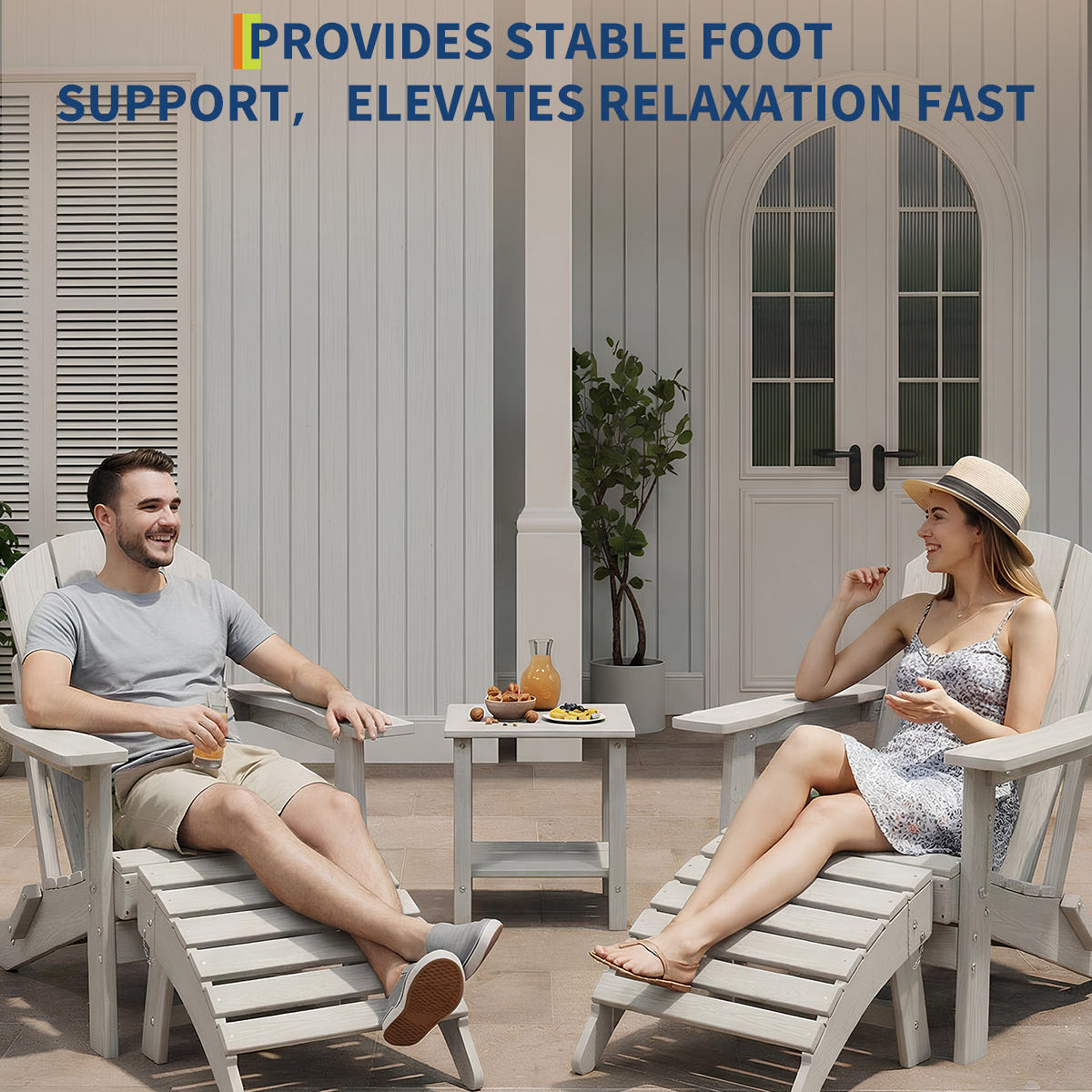 Garvee Folding Adirondack Ottoman - HDPE All-Weather Outdoor Footrest for Patio, Deck, Lawn, Poolside - Durable, Weather-Resistant - Compatible with Adirondack Chair - White, 1 Piece