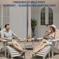 Garvee Folding Adirondack Ottoman - HDPE All-Weather Outdoor Footrest for Patio, Deck, Lawn, Poolside - Durable, Weather-Resistant - Compatible with Adirondack Chair - White, 1 Piece