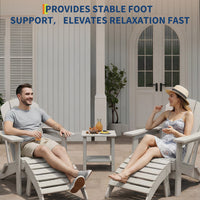 Garvee Folding Adirondack Ottoman Set of 2 - HDPE All-Weather Outdoor Footrests for Patio, Deck, Lawn, Poolside - Weather-Resistant, Durable - Compatible with Adirondack Chair - White, 2-Pack