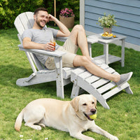 Garvee Folding Adirondack Ottoman Set of 2 - HDPE All-Weather Outdoor Footrests for Patio, Deck, Lawn, Poolside - Weather-Resistant, Durable - Compatible with Adirondack Chair - White, 2-Pack