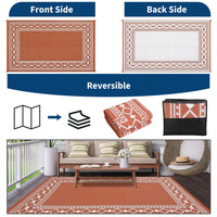 Garvee Outdoor Rug 8x10 Waterproof Plastic Straw Reversible Patio Mat for RV Camping Deck Balcony Terracotta/White