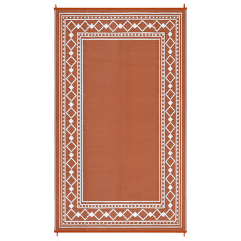 Garvee Outdoor Rug 8x10 Waterproof Plastic Straw Reversible Patio Mat for RV Camping Deck Balcony Terracotta/White