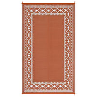 Garvee Outdoor Rug 9x12 ft Waterproof Reversible Patio Mat Plastic Straw Rug for RV Camping Deck Balcony Terracotta White