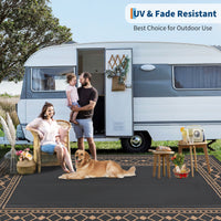 Garvee Outdoor Rug 9x18 ft Waterproof Reversible Plastic Straw Rug for Patio, RV, Camping, Deck, Balcony, Dark Brown