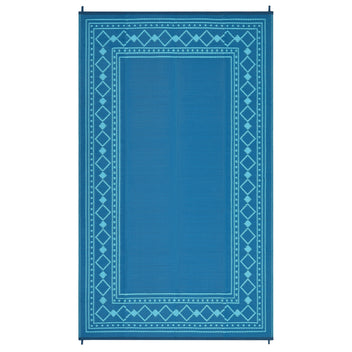 Garvee Outdoor Rug 9x18 ft Waterproof Reversible Plastic Straw Rug for Patio, RV, Camping, Deck, Balcony - Green/Blue
