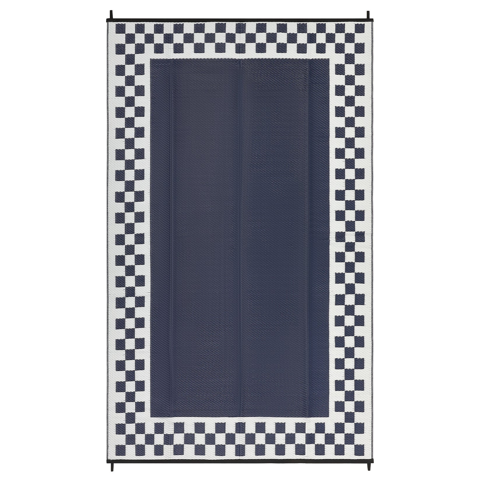 Garvee Outdoor Waterproof Rug 9x18 Large Modern Neutral Outdoor Patio Rugs, Reversible Fade-Proof & Weather Resistant Large Area Rug Mats for Rv Deck Porch Picnic Beach Balcony, Dark Blue