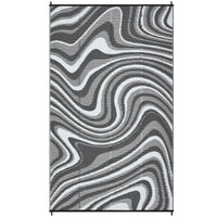 Garvee 5' x 8' Gray Outdoor Rug, Waterproof Reversible Plastic Straw Patio Mat, Abstract Wave Design for RV, Deck, Picnic & Backyard