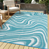 Garvee Large Modern Outdoor Rug 9' x 12' Waterproof Reversible Polypropylene Durable UV-Resistant Lightweight Patio Deck Camping