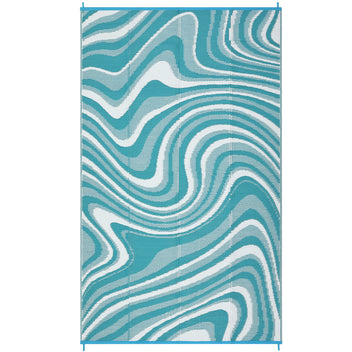 Garvee Camping Rug 10x14 Outdoor Waterproof UV Resistant Polypropylene Reversible Lightweight Portable for Patio RV Deck Picnic, Light Blue
