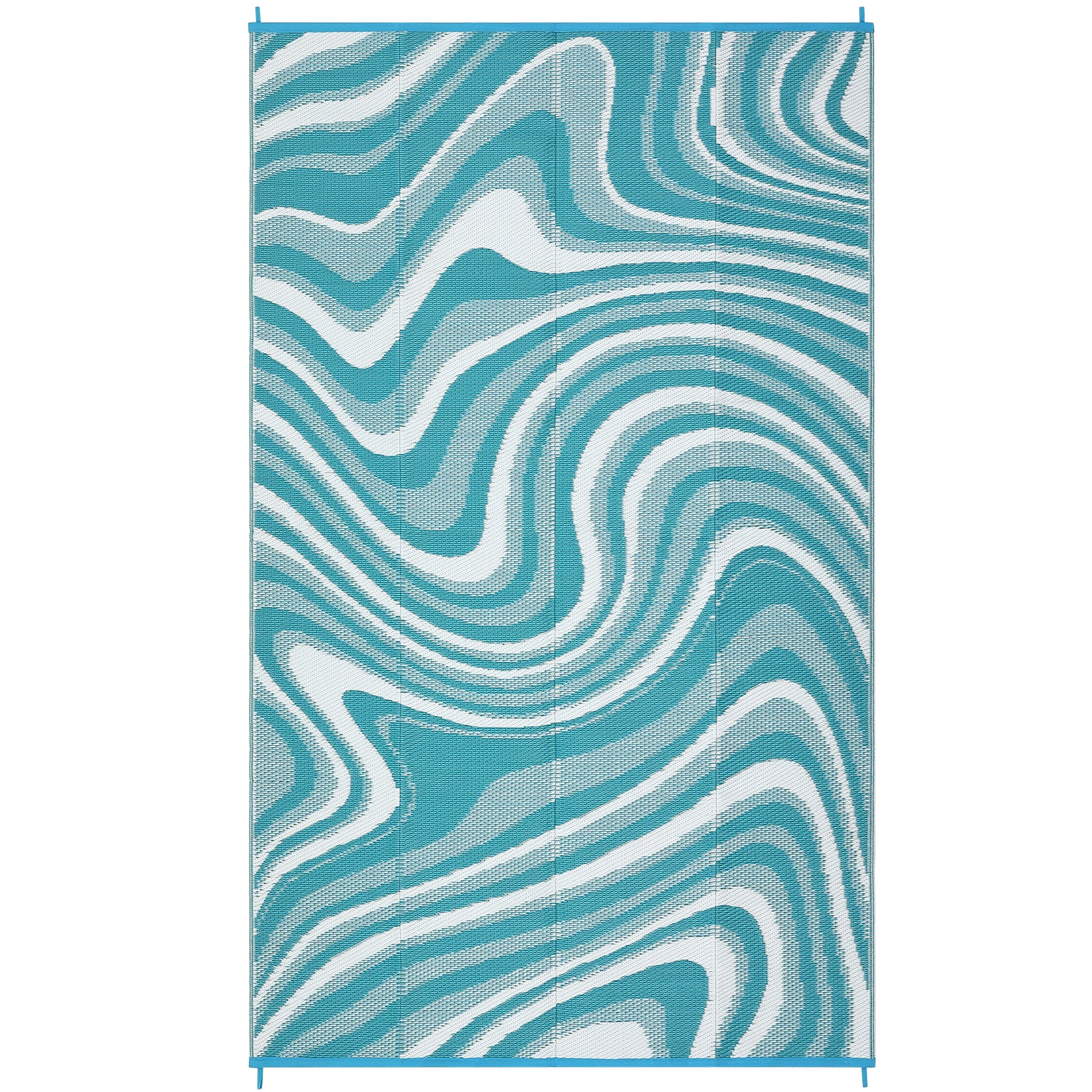 Garvee Camping Rug 10x14 Outdoor Waterproof UV Resistant Polypropylene Reversible Lightweight Portable for Patio RV Deck Picnic, Light Blue