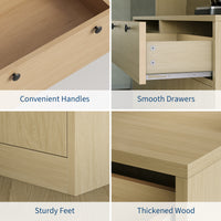 Garvee Modern 71" Tall Kitchen Pantry Cabinet with Charging Station and Storage Shelves & Cabinets for Dining Room, Natural