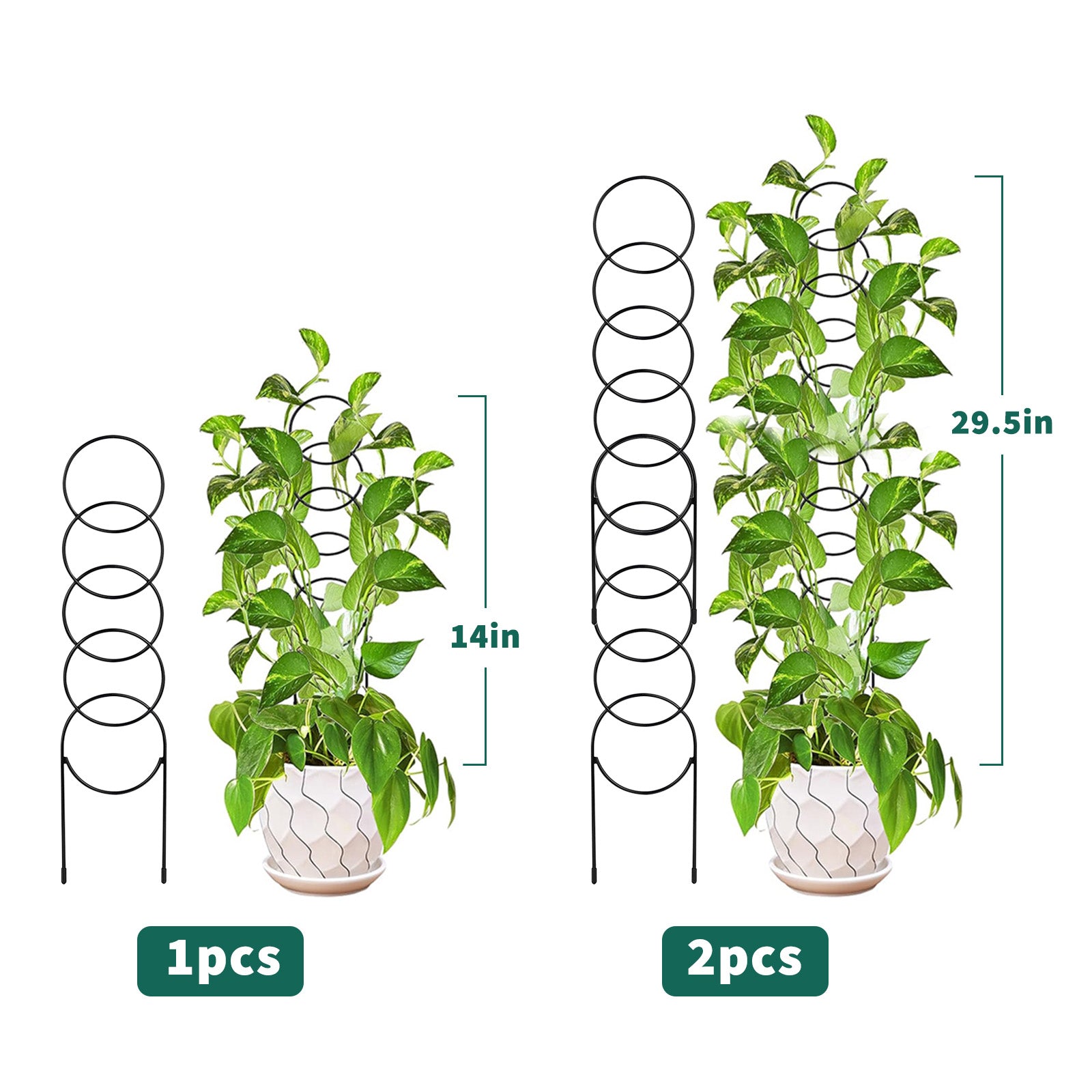 Garvee 17.3 Small Trellis for Potted Plants, 12 Pcs Heavy Duty Sturdy Metal Trellis for Climbing Plants, Rustproof Houseplant Support for Pothos Hoya Ivy Flower