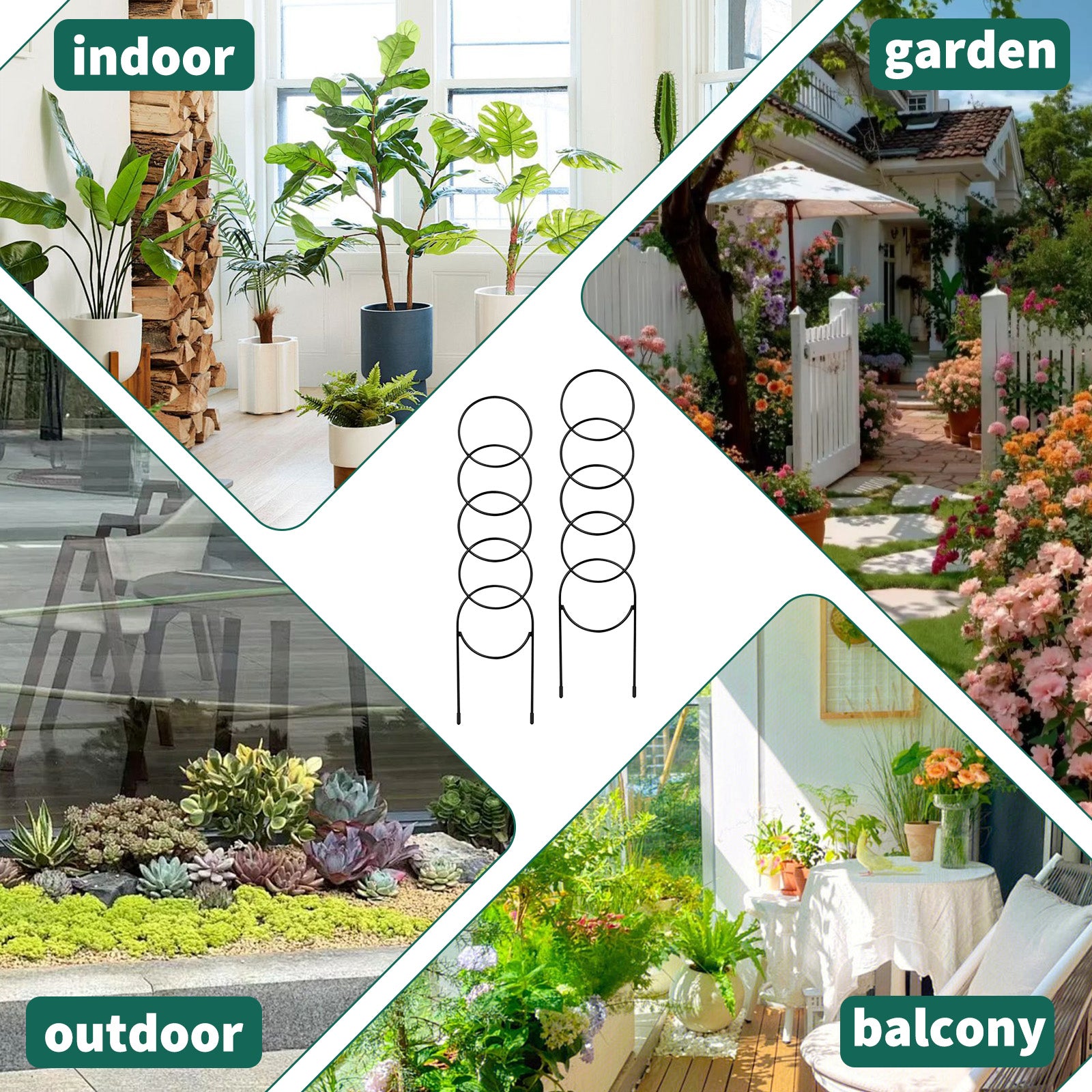Garvee 17.3 Small Trellis for Potted Plants, 12 Pcs Heavy Duty Sturdy Metal Trellis for Climbing Plants, Rustproof Houseplant Support for Pothos Hoya Ivy Flower