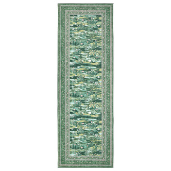 Garvee Green Botanical Kitchen Runner Rug 2x6, Washable Non Slip Low Pile Indoor Carpet, Floral Nature Pond Rug for Hallway Entryway Bedroom Farmhouse Decor
